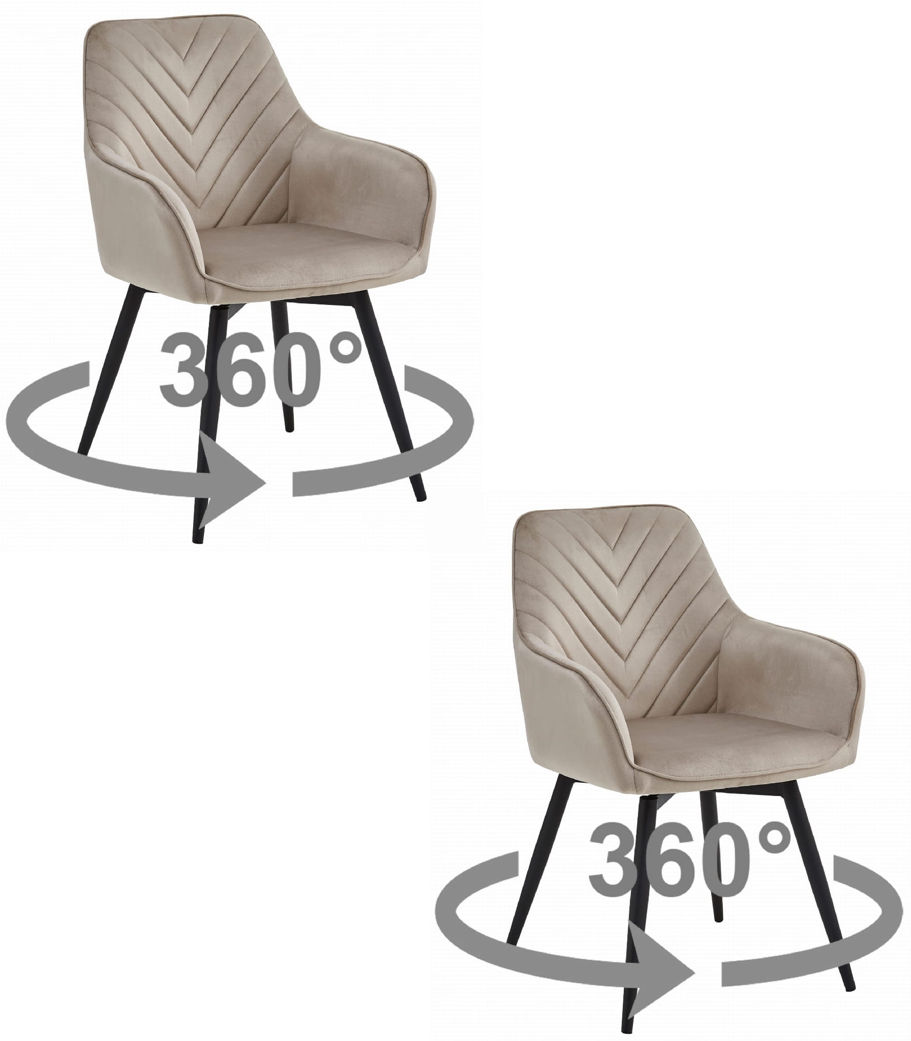 NANA360 tuoli - tummanbeige sametti / mustat jalat x 2