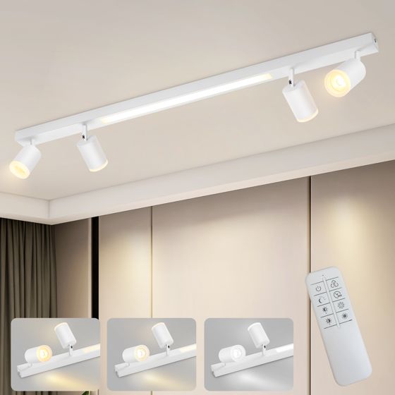 NETTLIFE LED-kattovalaisin 4 himmennettävää lamppua 38W valkoinen kaukosäätimellä 3000K-6500K säädettävä 350°