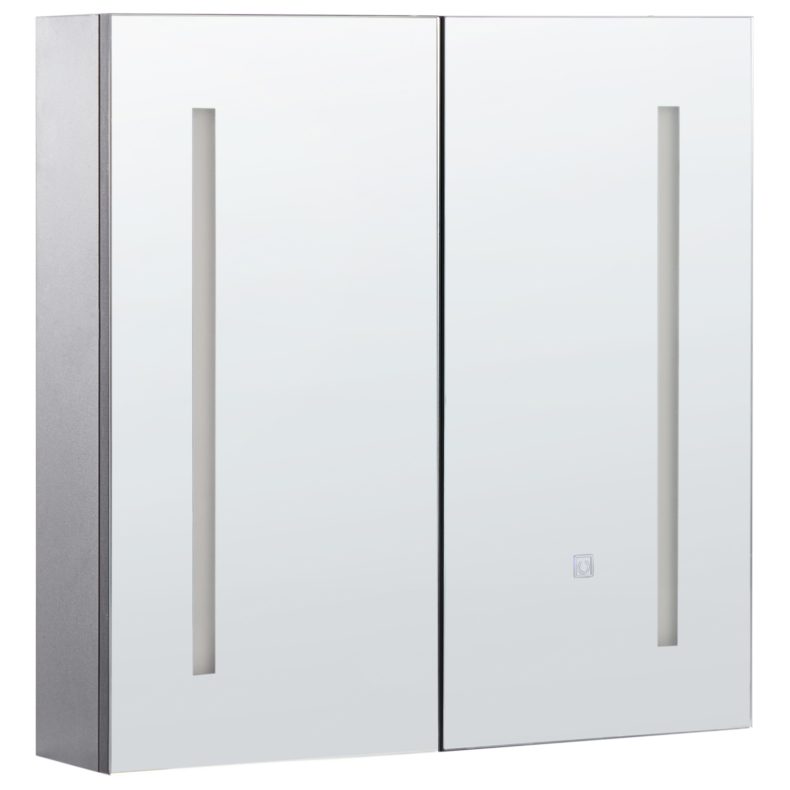 Kylpyhuoneen peilikaappi LED-valo CHABUNCO 60 cm 60 cm Musta