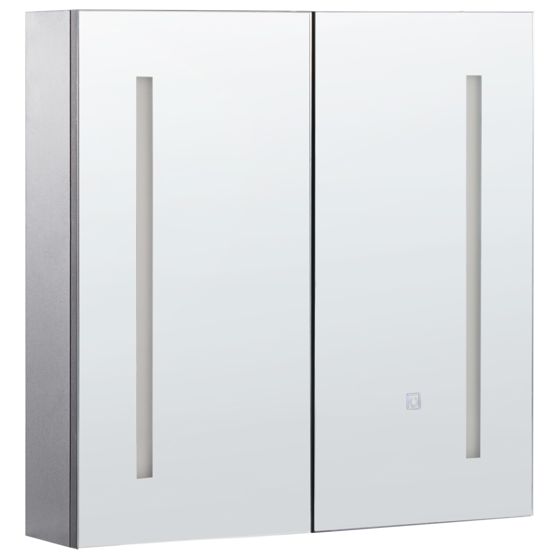 Kylpyhuoneen peilikaappi LED-valo CHABUNCO 60 cm 60 cm Musta