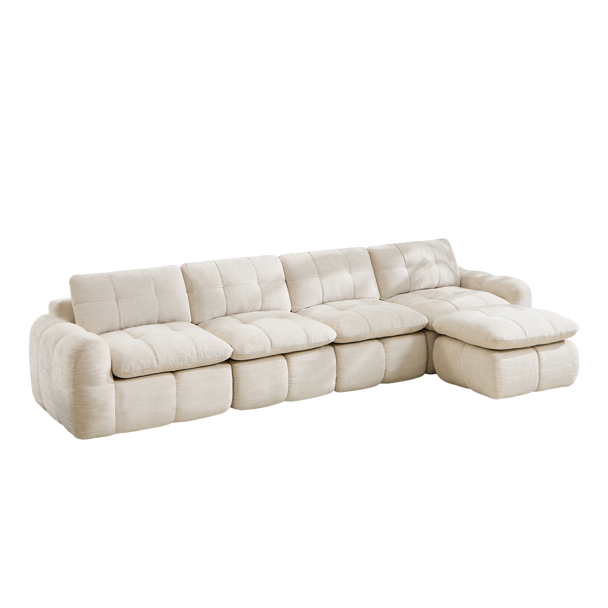 moduulisohva 4-paikkainen beige chenille moderni säilytystilalla varustettu