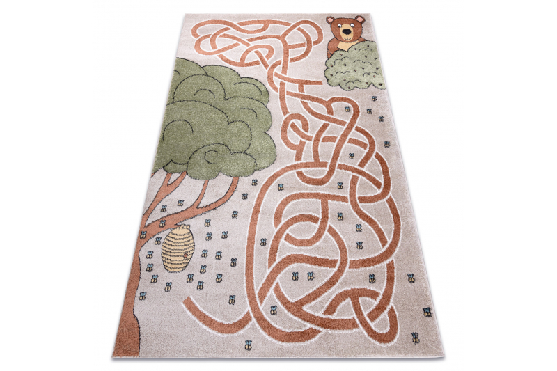 Matto FUN Honey lapsille, karhu, mehiläiset beige 180x270 cm