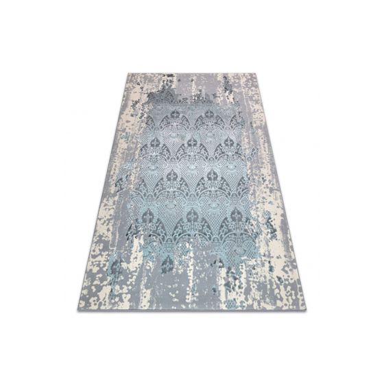 Matto CORE W3824 Koriste Vintage - rakenteellinen, kaksi kerrosta fleeceä, vaaleansininen / kerma / harmaa 80x150 cm