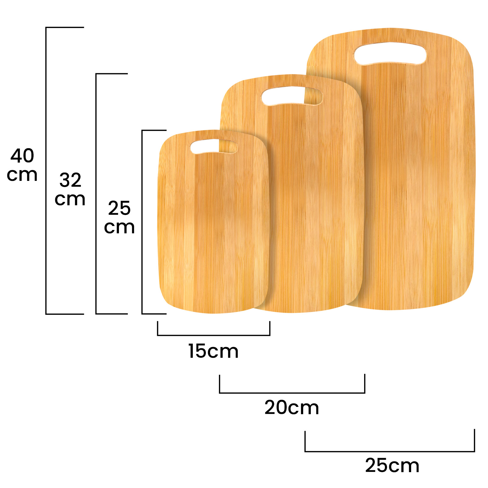 Setti 3 Leikkuulautaa Bambu Ultra Kestävä Ekologinen