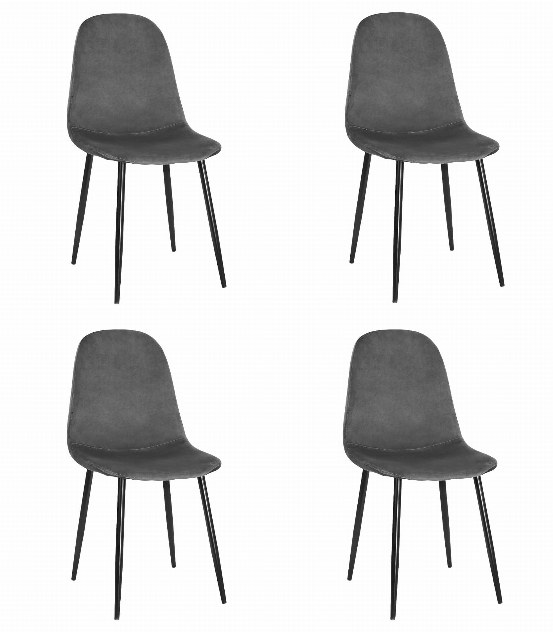 COMO-tuoli, tummanharmaa sametti (4 kpl)