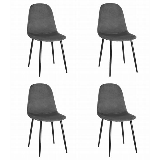 COMO-tuoli, tummanharmaa sametti (4 kpl)