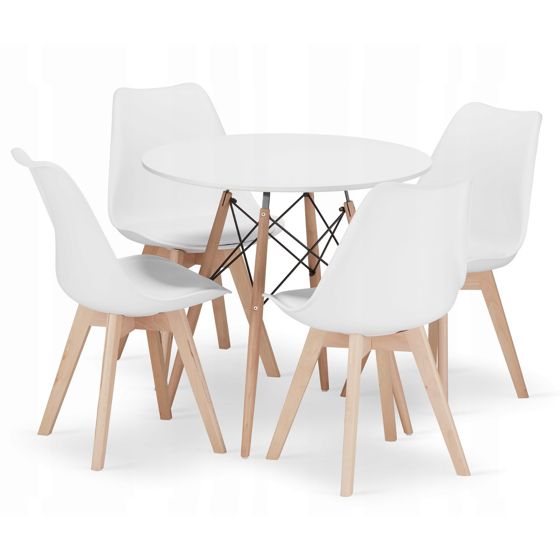 TODI pyöreä pöytä 80 cm, 4 MARK-tuolia, valkoinen