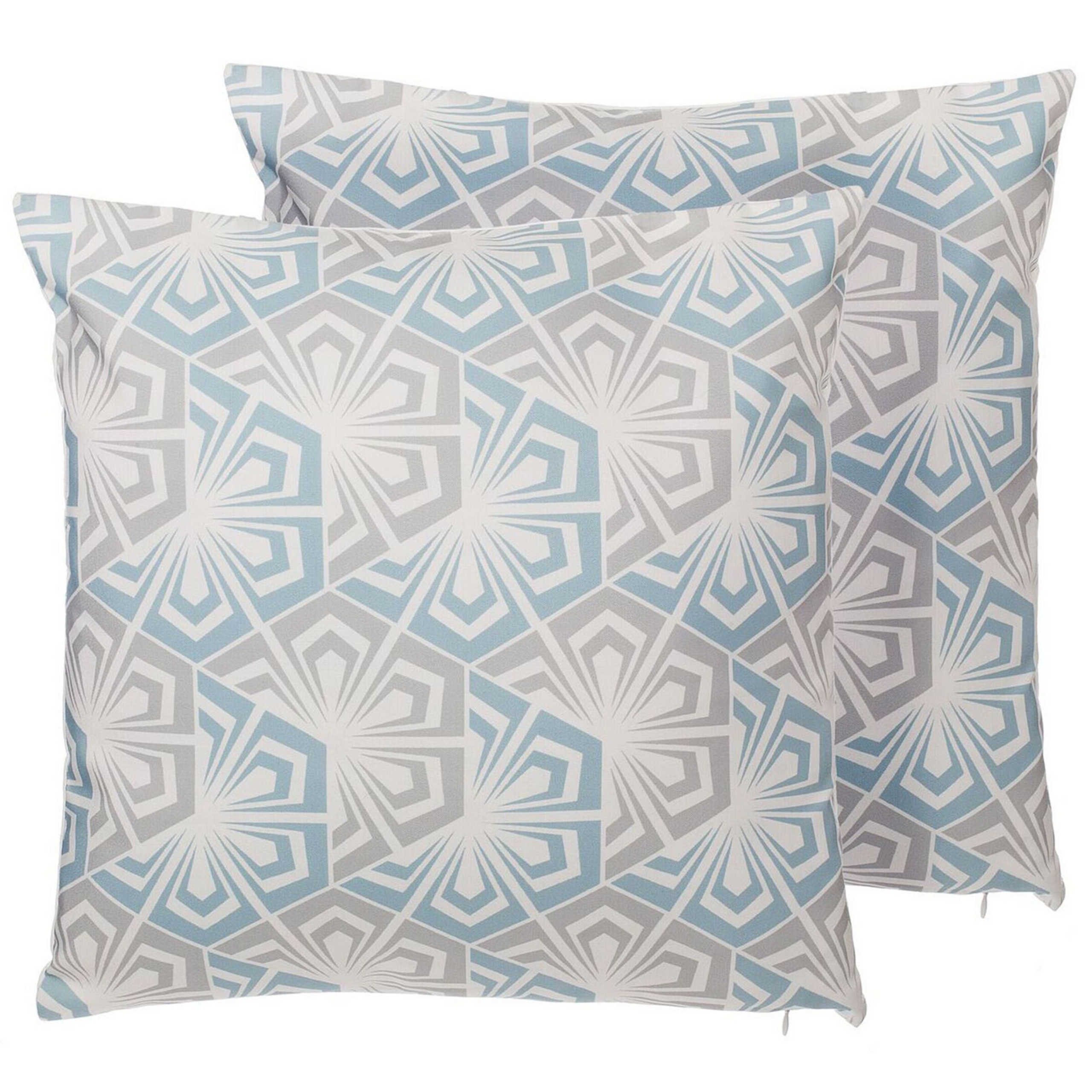 Koristetyynysetti 2 kpl PRIMROSE 45 x 45 cm Vaaleansininen Ikat-kuvio