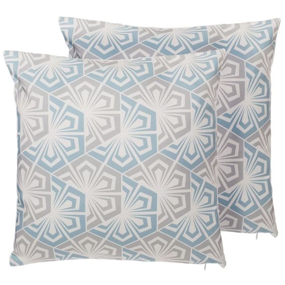 Koristetyynysetti 2 kpl PRIMROSE 45 x 45 cm Vaaleansininen Ikat-kuvio