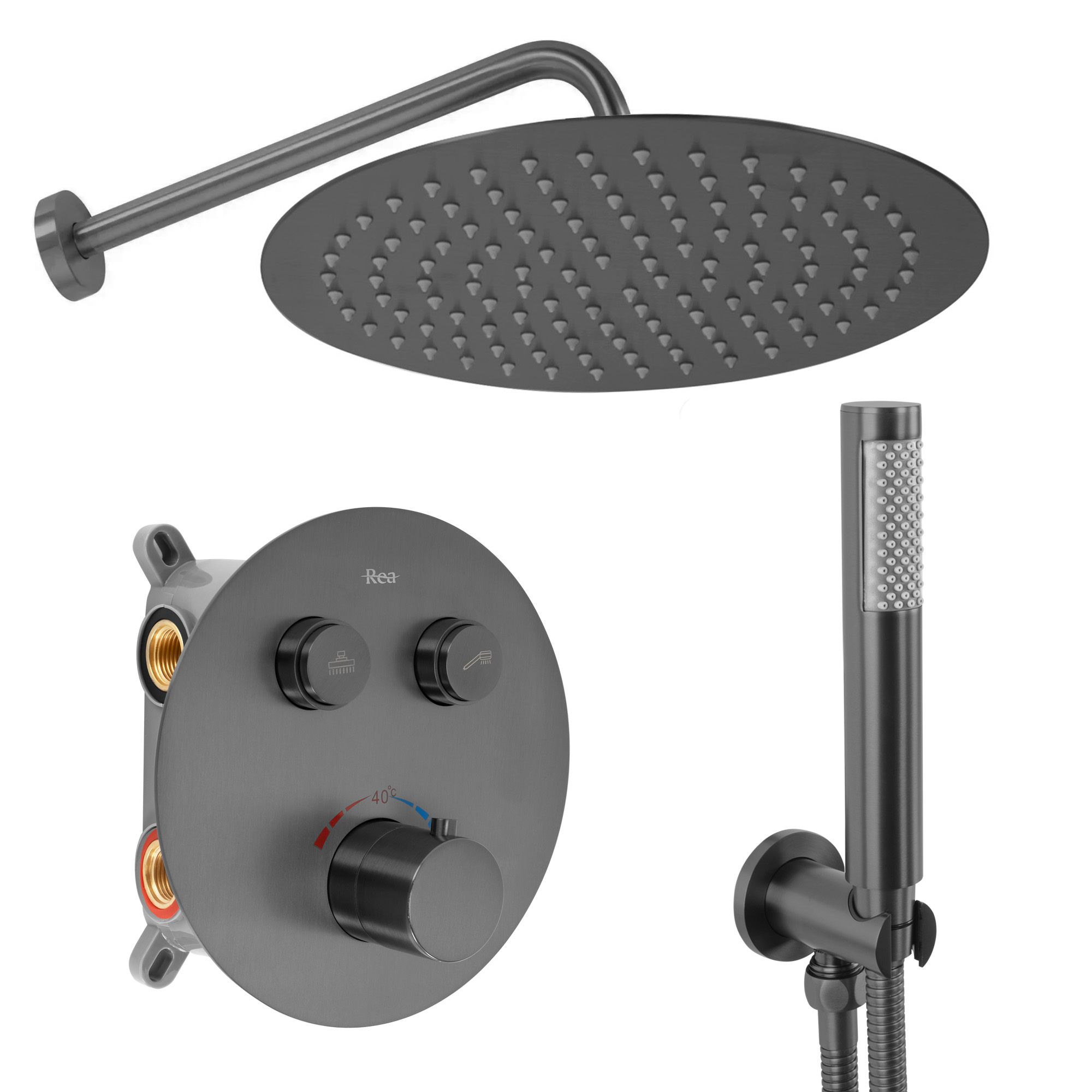 REA upotettava suihkusetti LUNGO titaani, 36,5X25X9CM