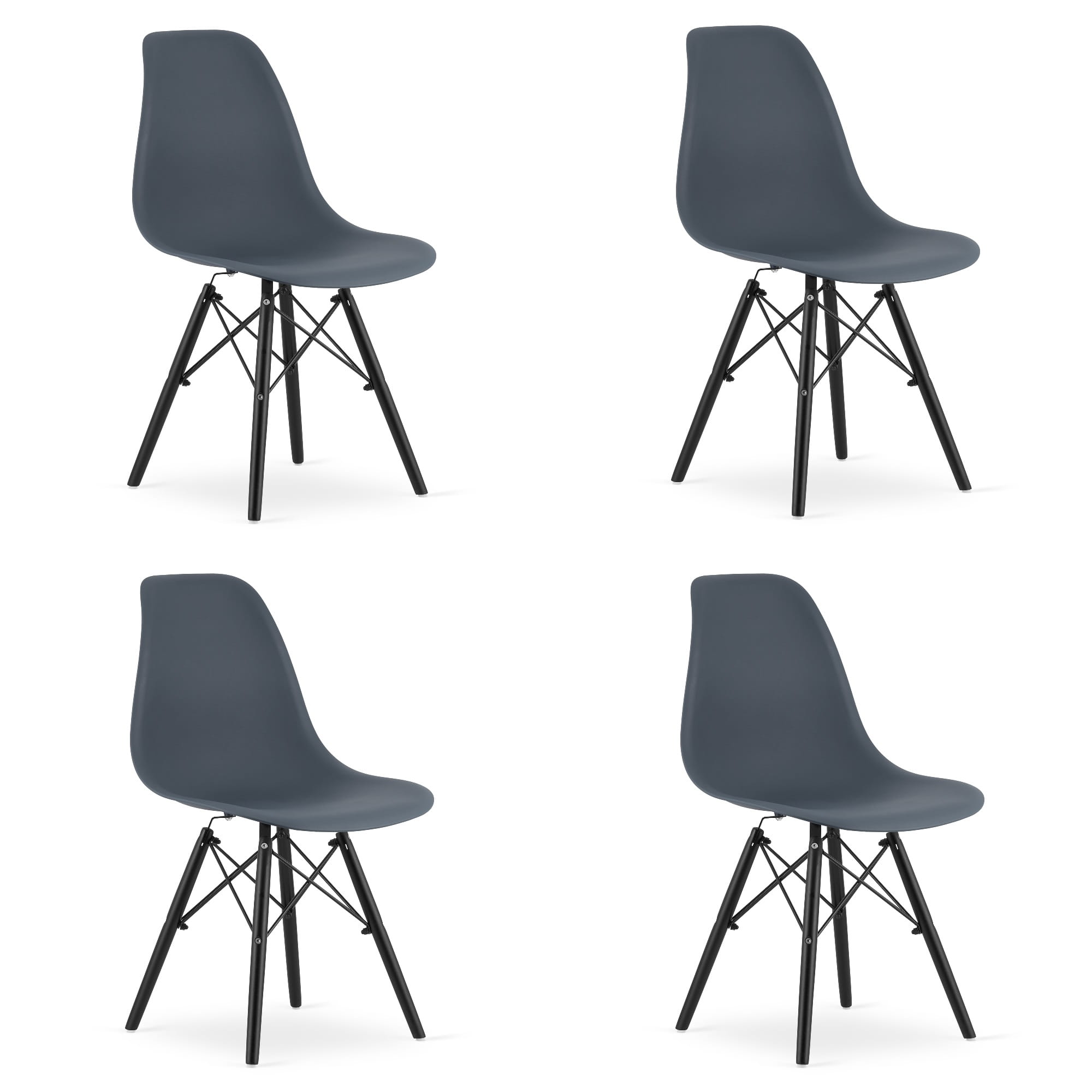 OSAKA-tuoli dark slate, mustat jalat (4 kpl)