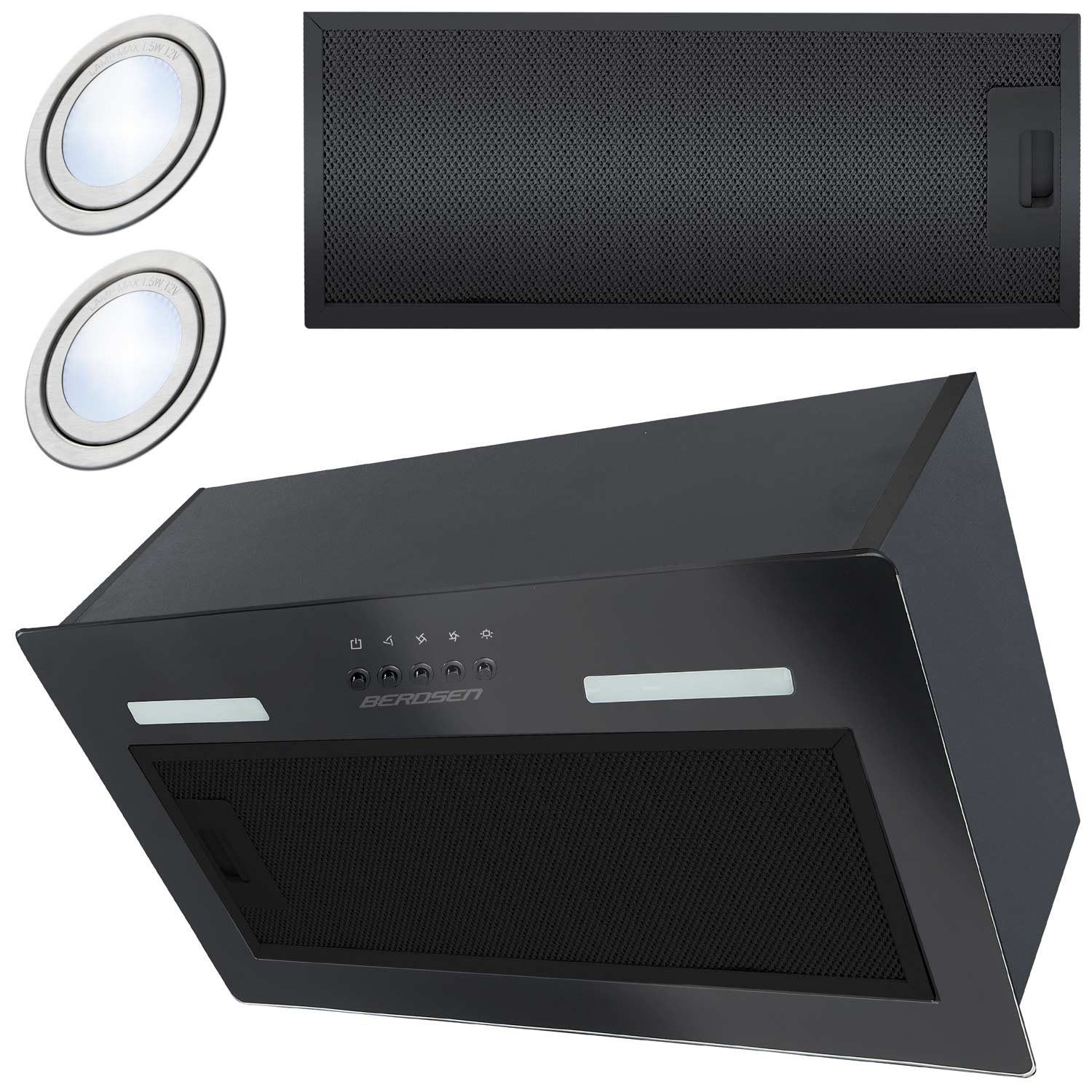 52 cm musta kaapinalusliesituuletin BT-236