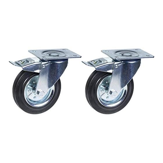 200mm 8" kumirengas, kääntyvä, jarrullinen, vahva 400kg kantavuus, 2 kpl:n sarja.