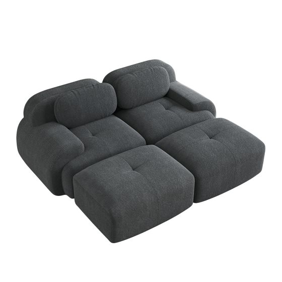 moduulisohva 2-paikkainen harmaa korduroy ergonominen rutschfeste