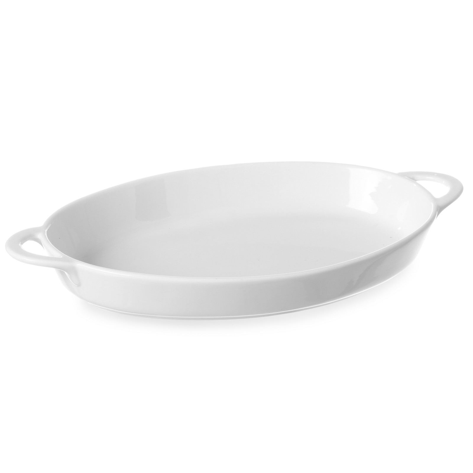 Soikea uunivuoka kahvoilla 165x105x30mm valkoinen posliini - Hendi 784006