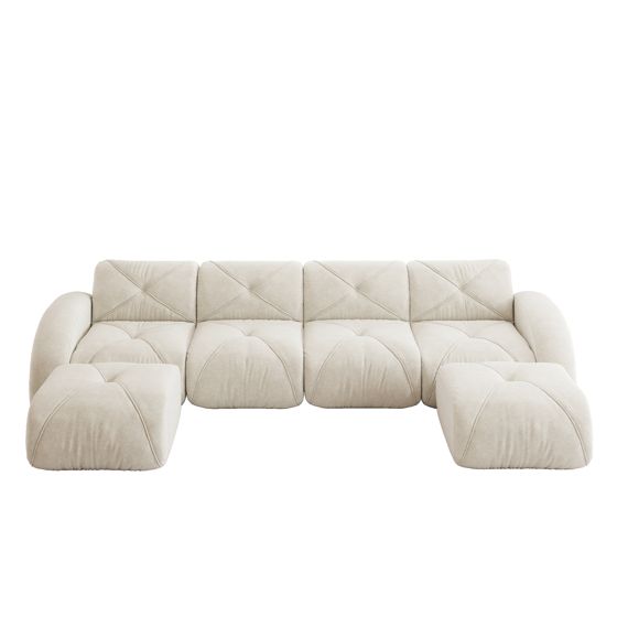 moduulisohva 4-paikkainen vaaleanbeige chenille moderni säädettävä