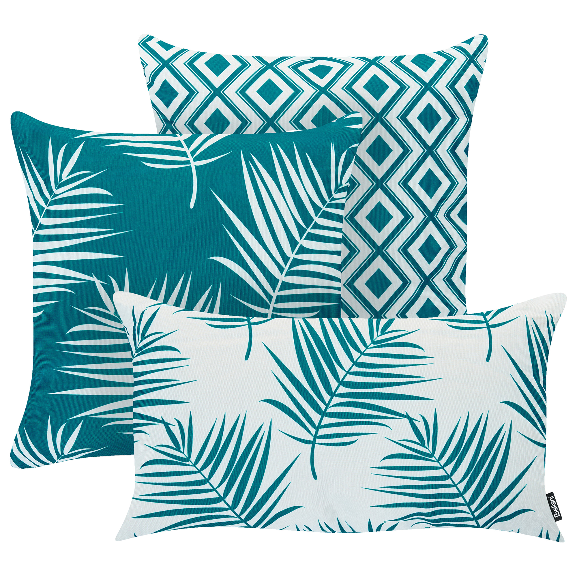 Ulkotyynysetti 3 kpl BIRDWOOD Kasvikuvio 30 x 50 cm 45 x 45 cm Turkoosi