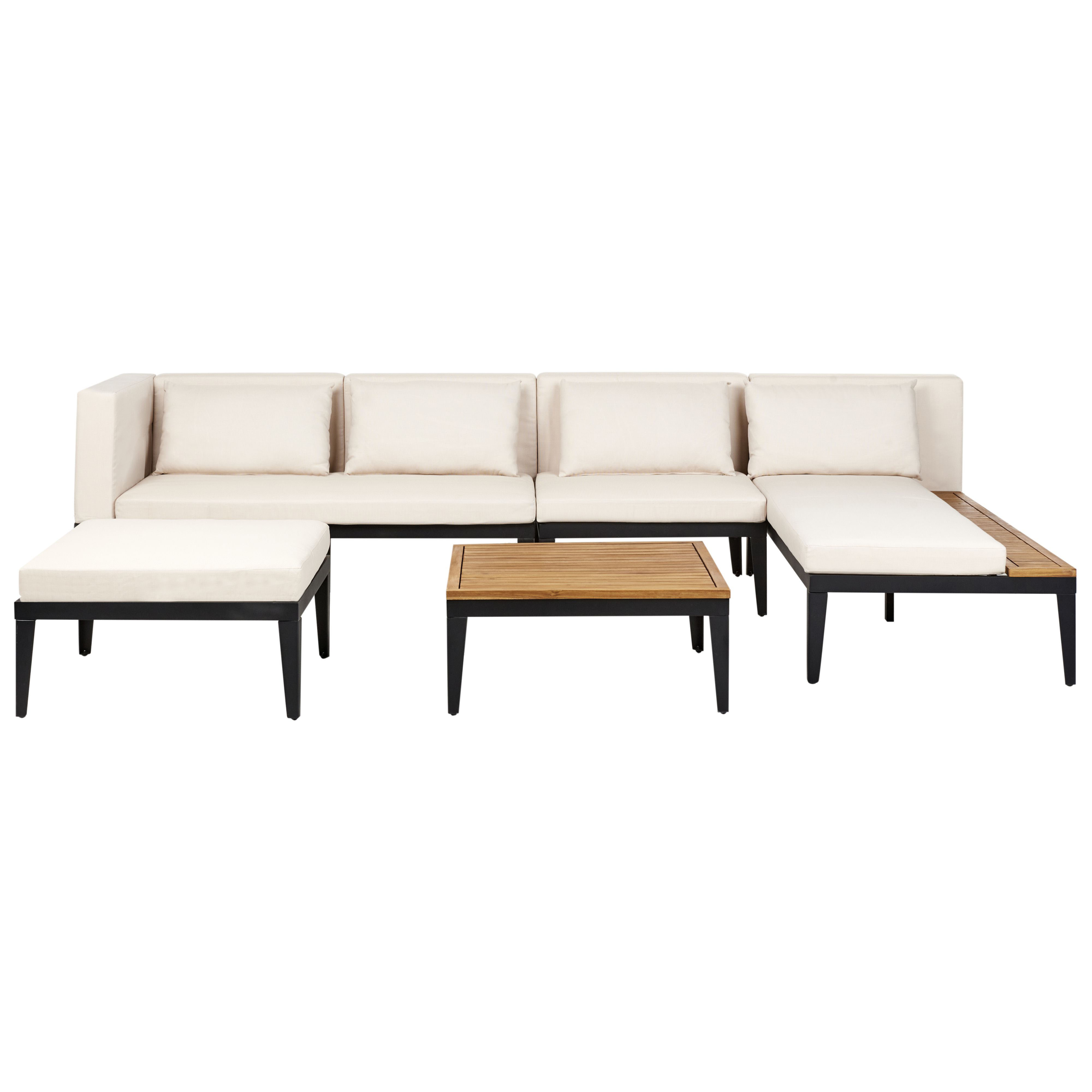 Ulkosohvaryhmä rahilla ja pöydällä 4-istuttava BRACCIANO Vasen sertifioitu akaasia Vaaleanbeige