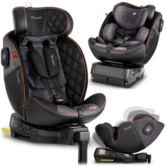 Nukido Prestige Line -turvaistuin, musta ja harmaa, 0-36 kg, ISOFIX-kiinnityksellä