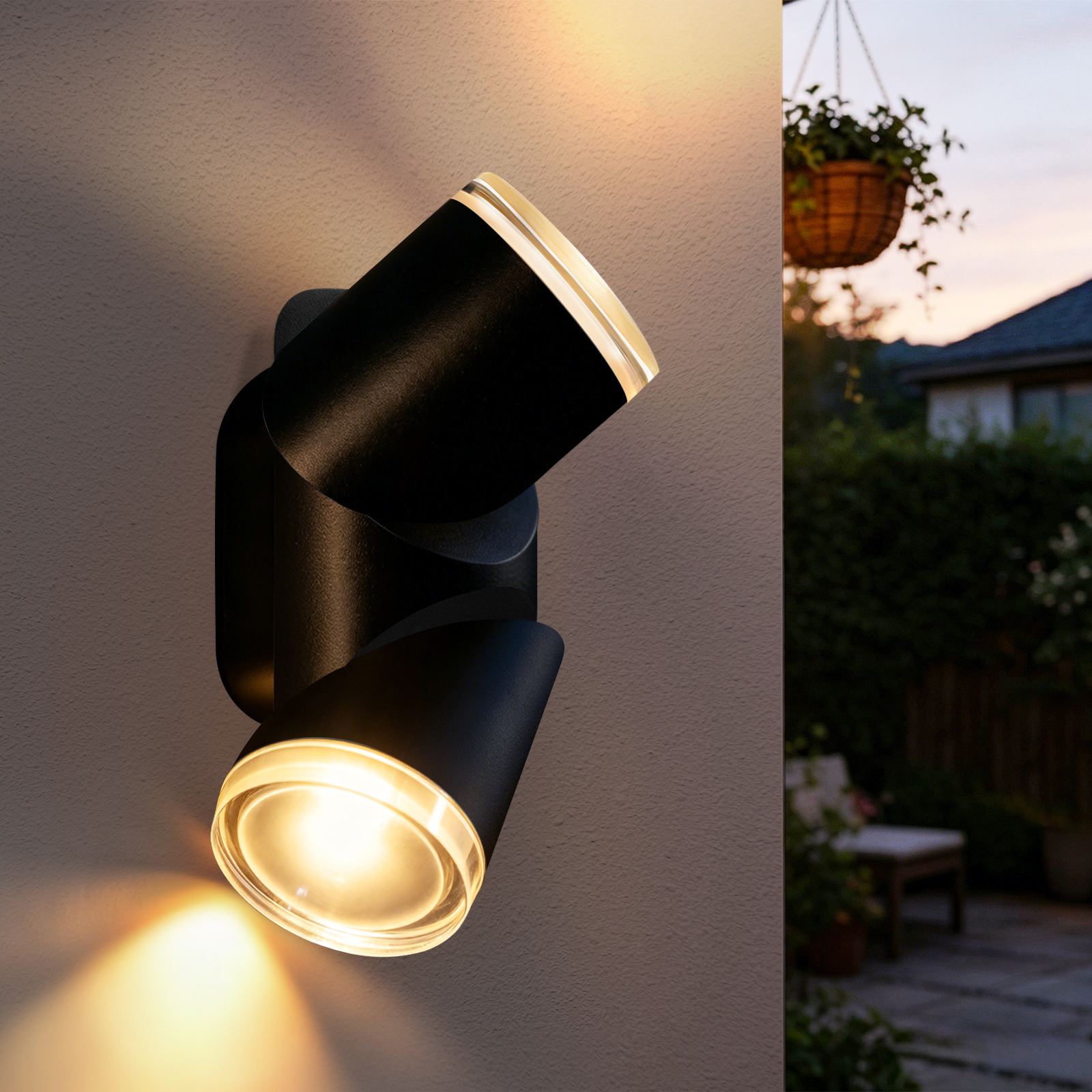 ZMH 10W LED-ulkoseinävalaisin, musta, 3000K, IP65, terassille, julkisivuun, eteiseen, portaikkoon