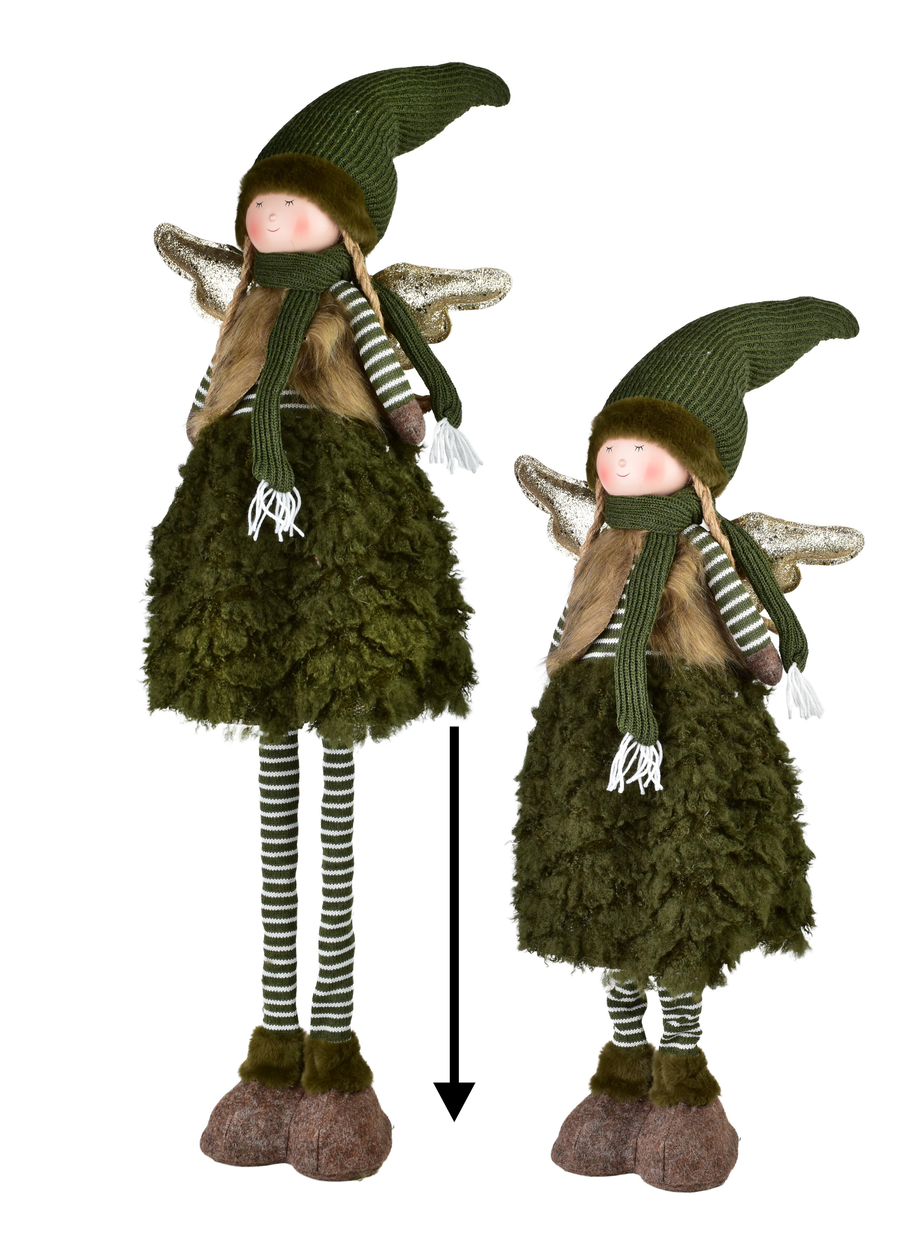 Pehmoinen enkelityttö SANTA LILA, vihreä-ruskea, 22x19x80/116 cm