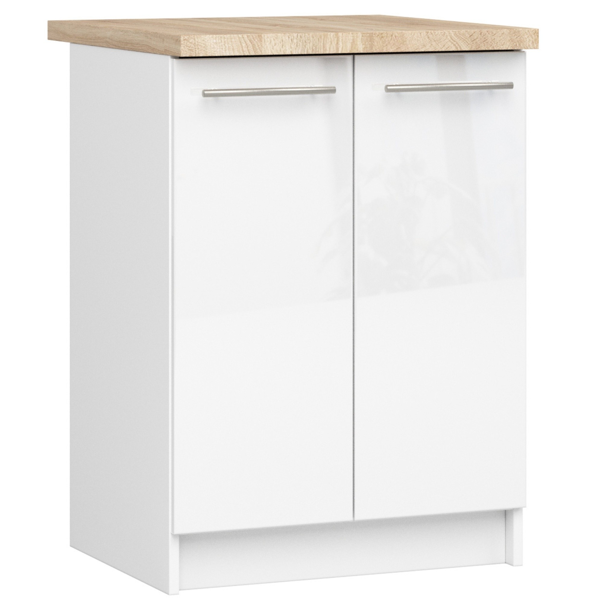 Akord Oliwia Keittiökaappi 2-ovinen Hyllyllä Valkoinen Korkeakiilto 60x46x85