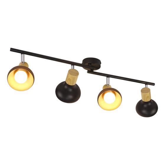 NETTLIFE Vintage - kattospottivalaisin E14 Sisäkäyttöön 350° Säädettävä Musta Kääntyvä 350° Teollisuuskäyttöön 4 Liekkiä Pyöreä