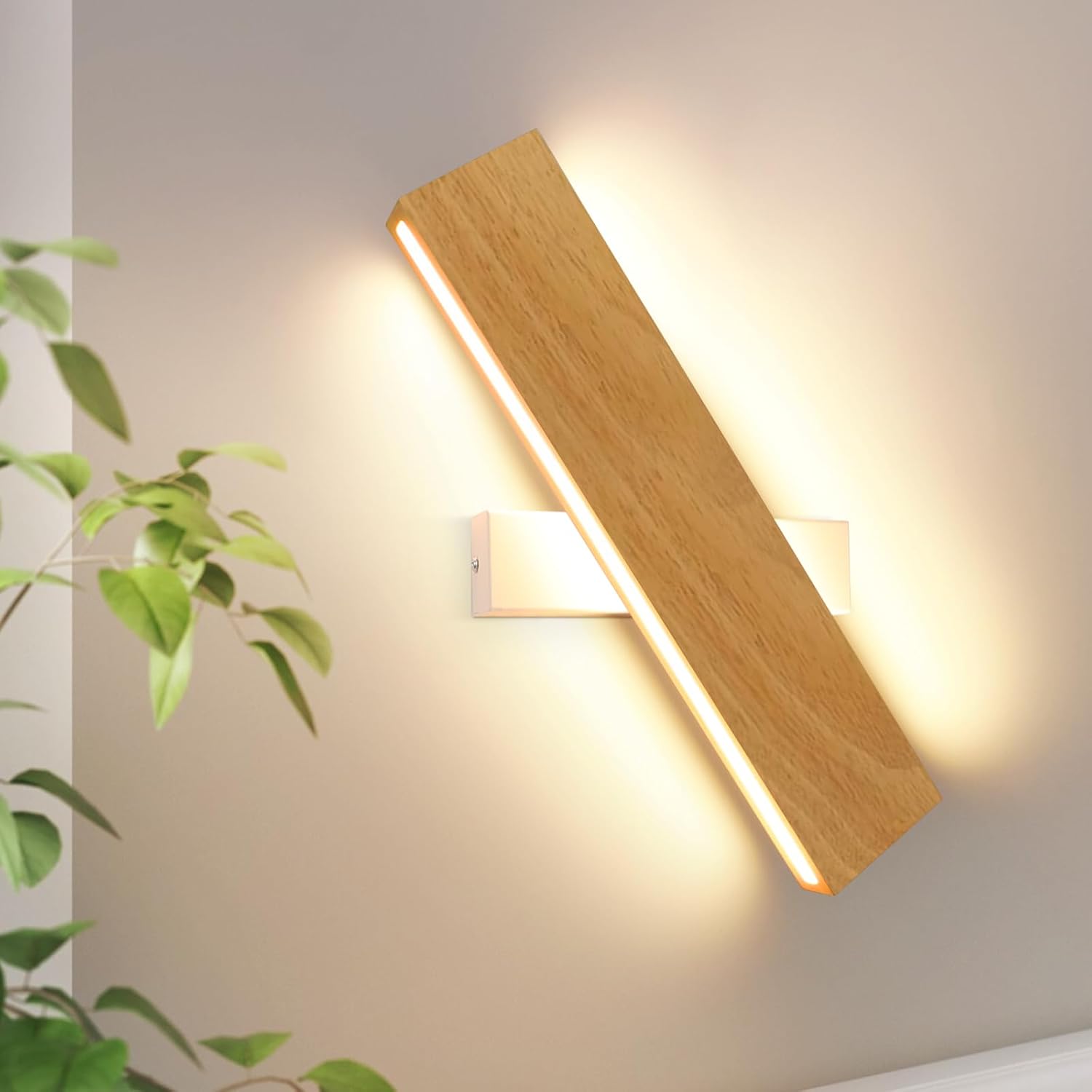 NETTLIFE Sisä- LED - seinävalaisin - 32 CM Moderni, puinen eteisvalaisin, Ylös ja, alas - design - porrasvalaisin, 11 W, 3000K, Lämmin valkoinen