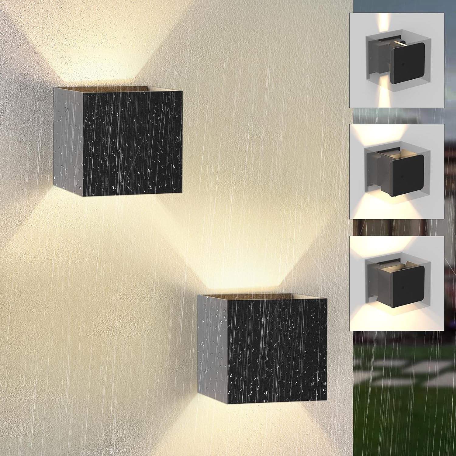 NETTLIFE LED - seinävalaisin, ulkoseinävalaisin, 2Kpl, ulkoseinävalaisin, sisä-/ylös - alas - asentoon, ulkovalaistus, musta, moderni, IP65