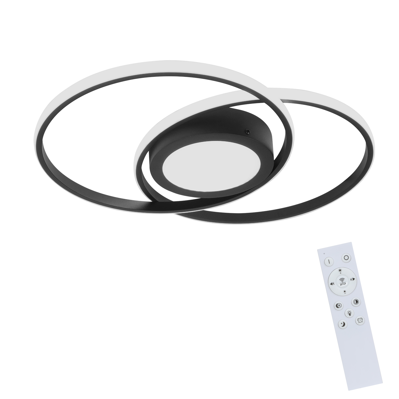 NETTLIFE LED-kattovalaisin musta olohuoneeseen, himmennettävä, kaukosäätimellä, moderni kattovalaisin makuuhuoneeseen, keittiöön, toimistoon