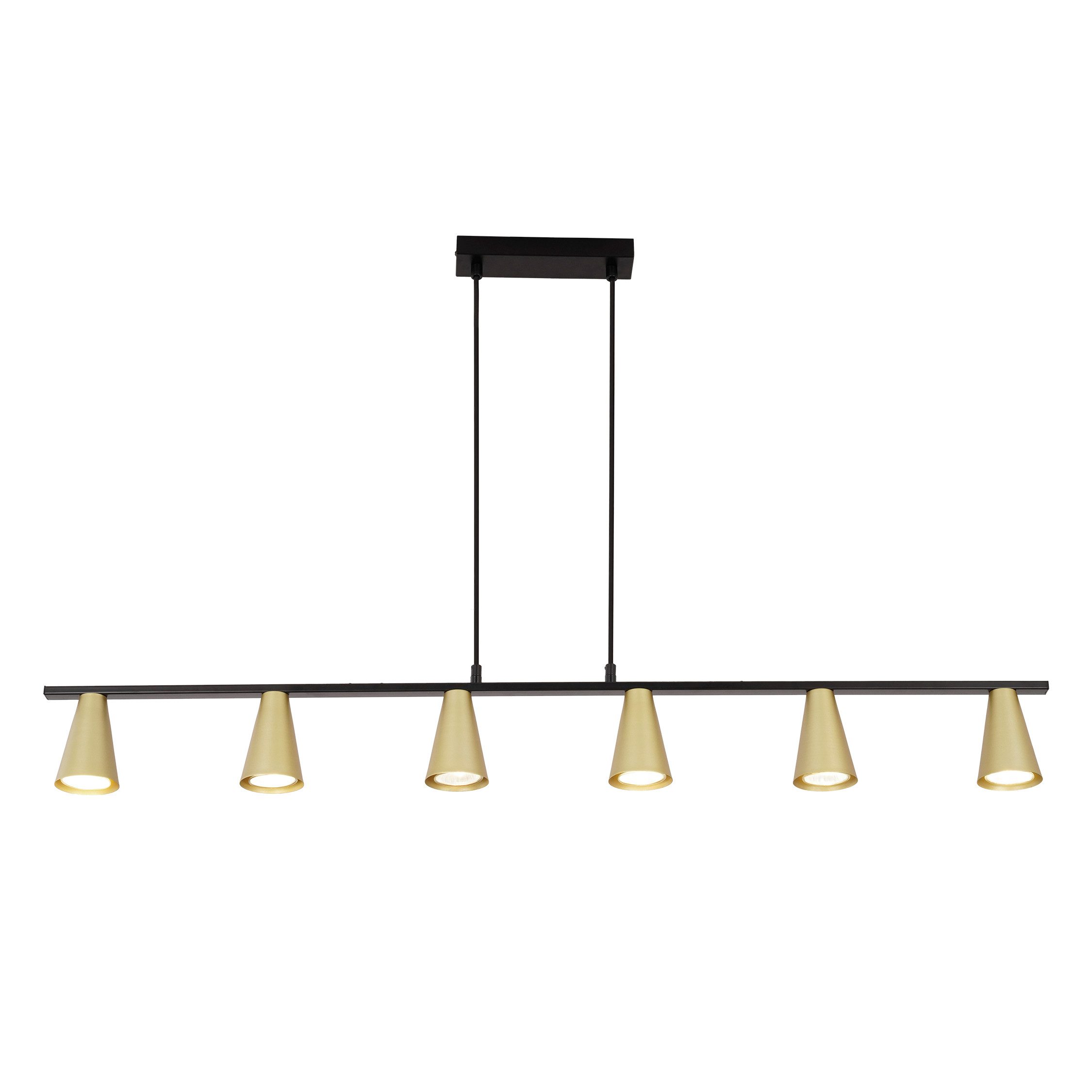 NETTLIFE riippuvalaisin ruokapöydän, riippuvalaisin GU10: 6- lamppuinen, ruokailuhuoneen valaisin, mustakultainen metalli, moderni teollinen, tyyli