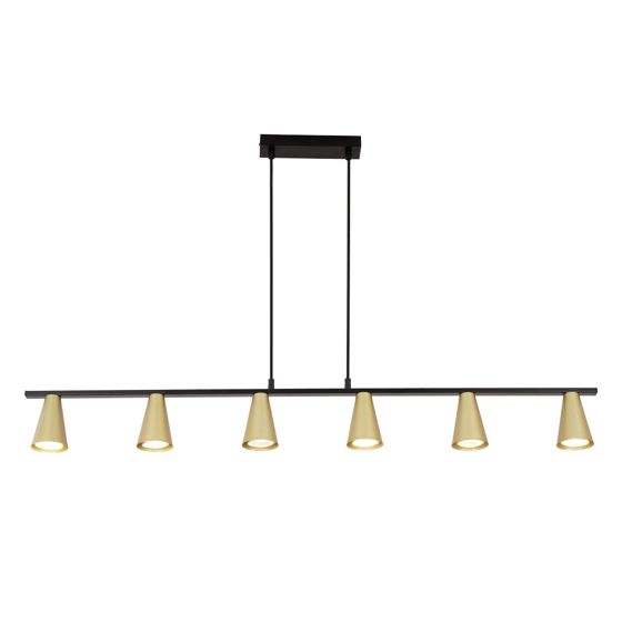 NETTLIFE riippuvalaisin ruokapöydän, riippuvalaisin GU10: 6- lamppuinen, ruokailuhuoneen valaisin, mustakultainen metalli, moderni teollinen, tyyli