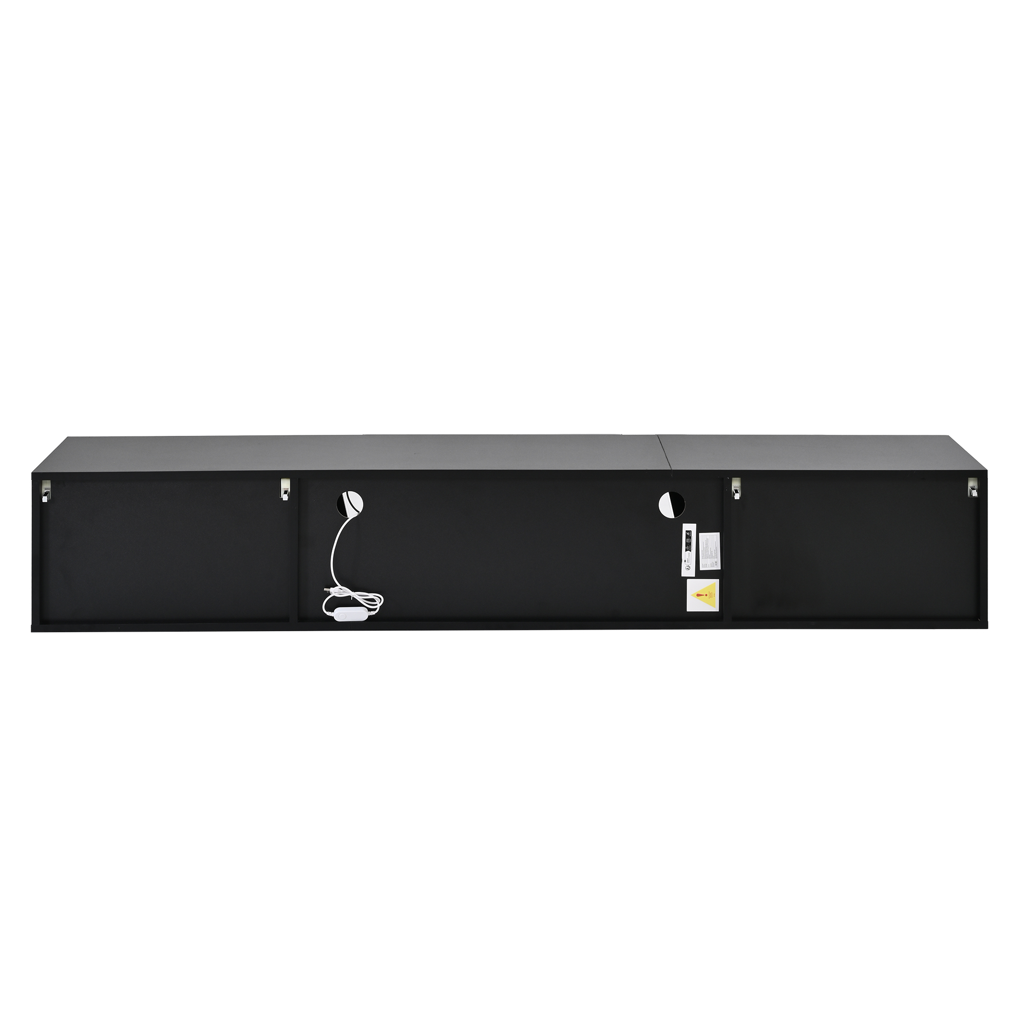 TV-taso seinäkiinnityksellä 180x35x30 cm musta lastulevy LED-valoilla