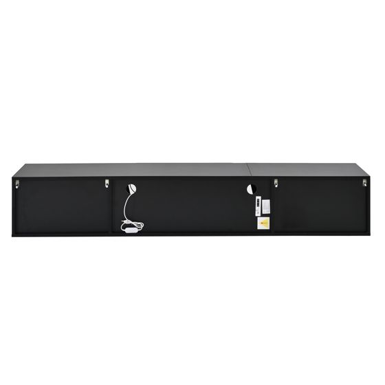 TV-taso seinäkiinnityksellä 180x35x30 cm musta lastulevy LED-valoilla