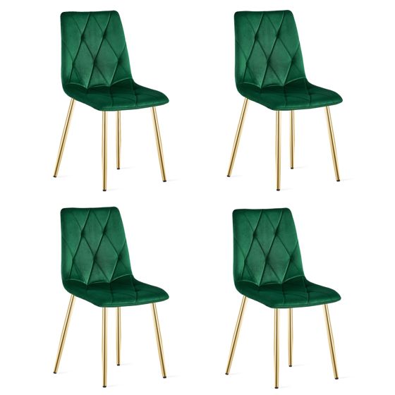 LIBRA-tuoli, tummanvihreä sametti, kultaiset jalat (4 kpl)