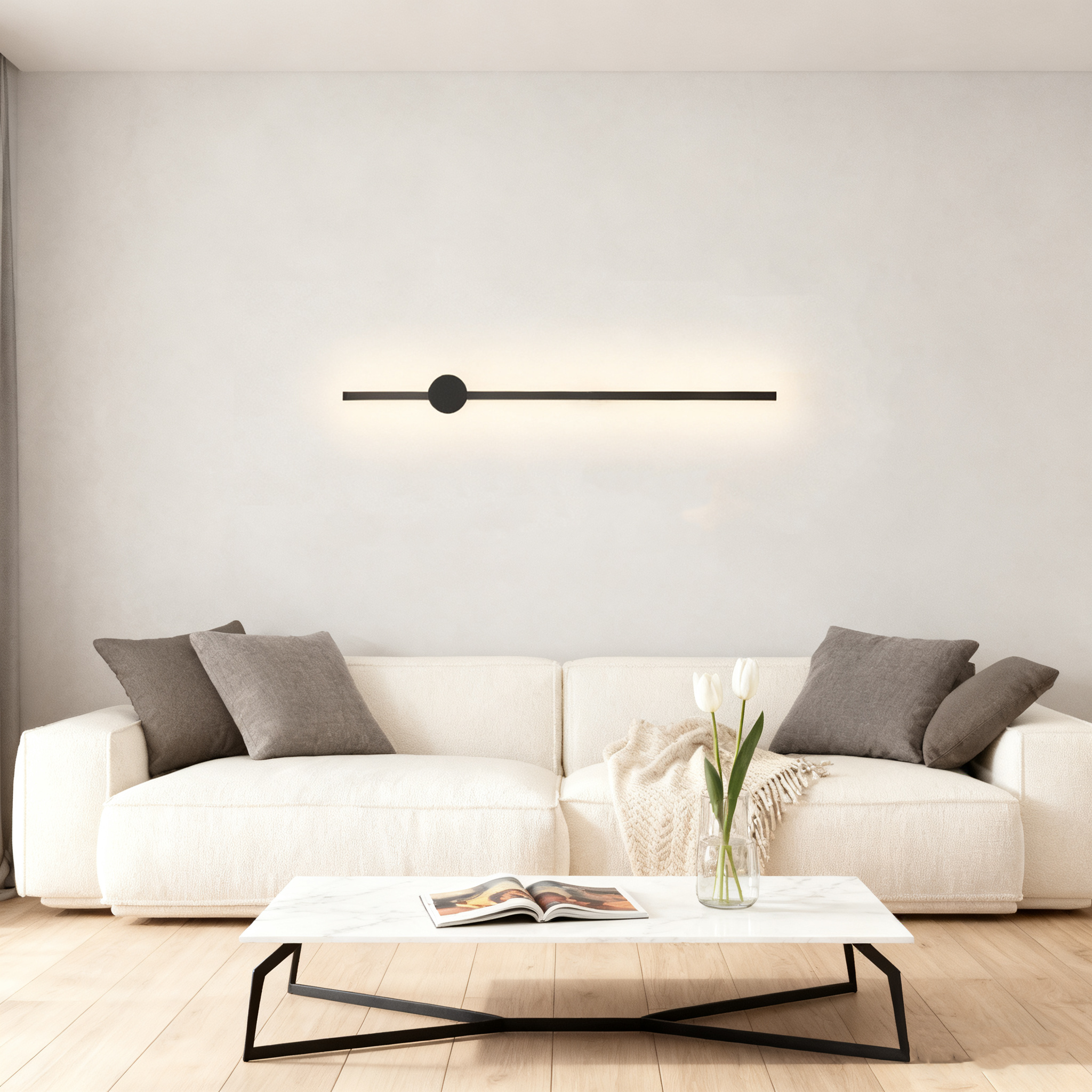 NETTLIFE Sisä-LED-seinävalaisin - 60 cm - Moderni musta design-käytävävalaisin - Lämmin valkoinen 3000K - Keittiön valaisin