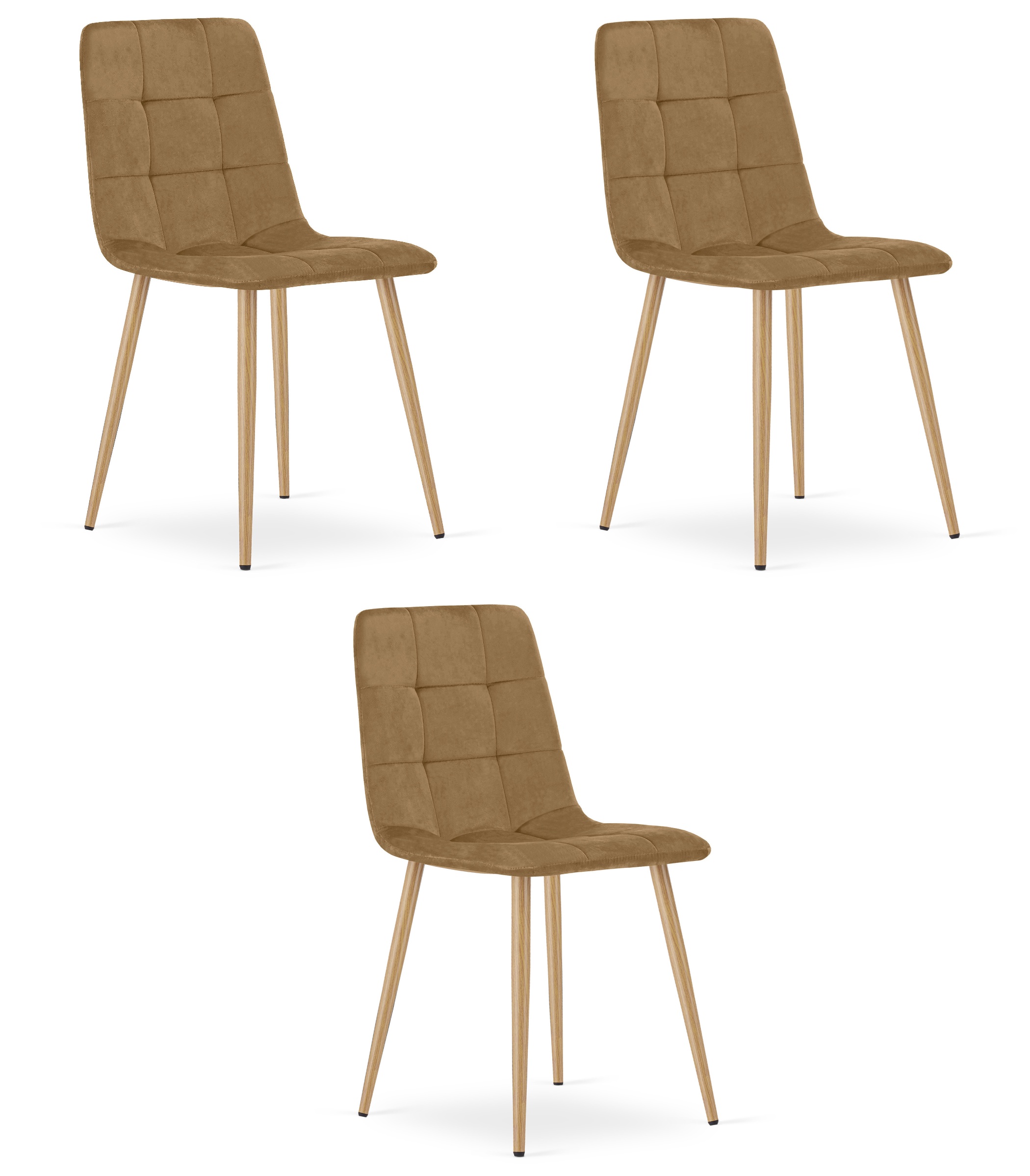 KARA-tuoli, ruskea sametti, puunväriset jalat (3 kpl)