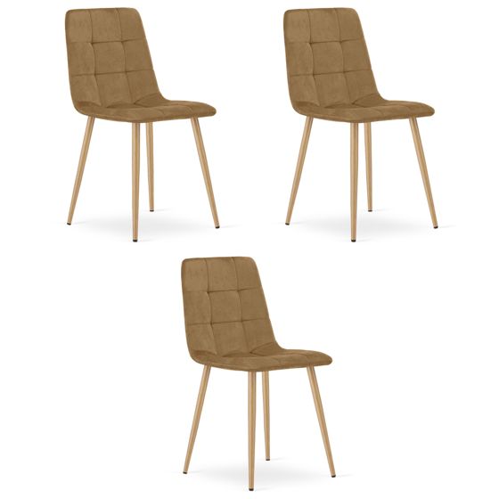 KARA-tuoli, ruskea sametti, puunväriset jalat (3 kpl)