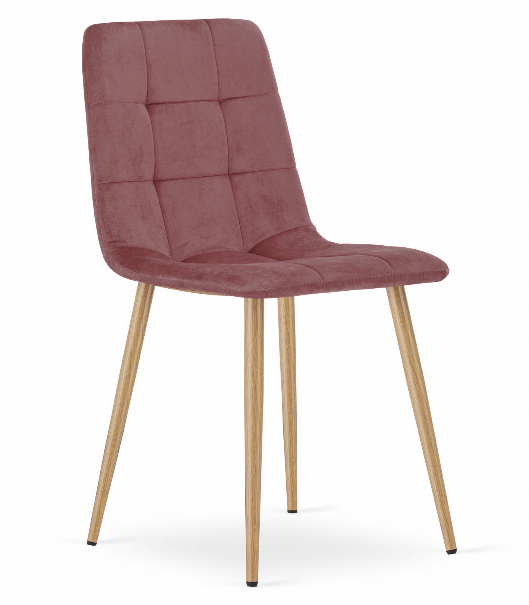 KARA-tuoli - pinkki sametti / puunväriset jalat x 1