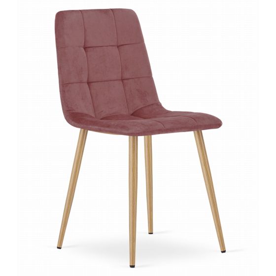 KARA-tuoli - pinkki sametti / puunväriset jalat x 1