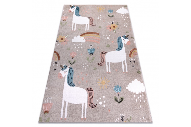 Matto FUN Sweety lapsille, yksisarvinen, sateenkaari beige 80x150 cm