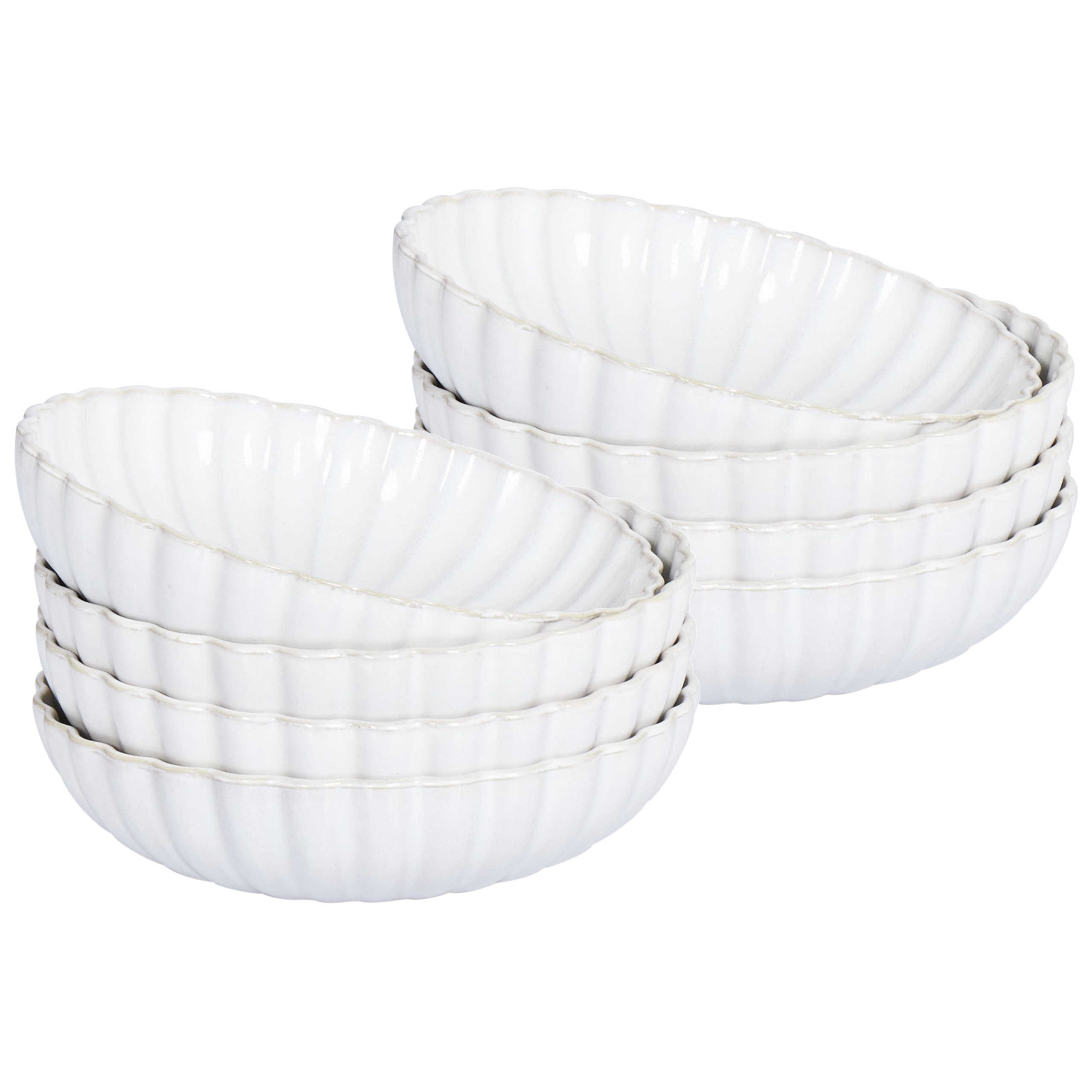 Syvä lautassetti 8 kpl NETTLE kivitavara Luonnonvalkoinen