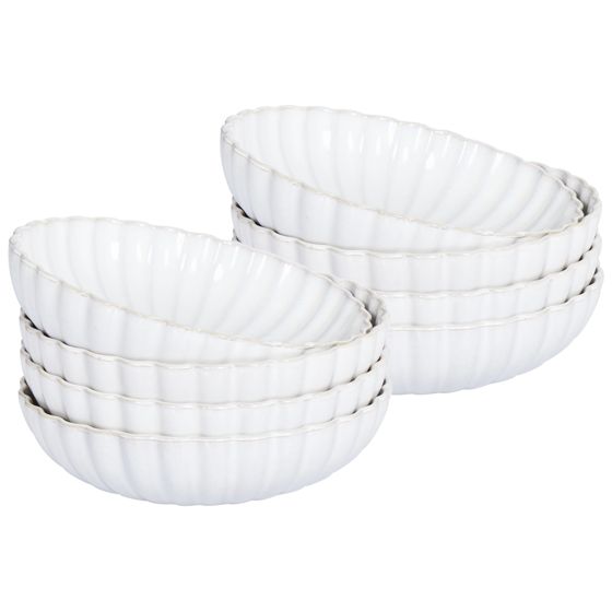 Syvä lautassetti 8 kpl NETTLE kivitavara Luonnonvalkoinen