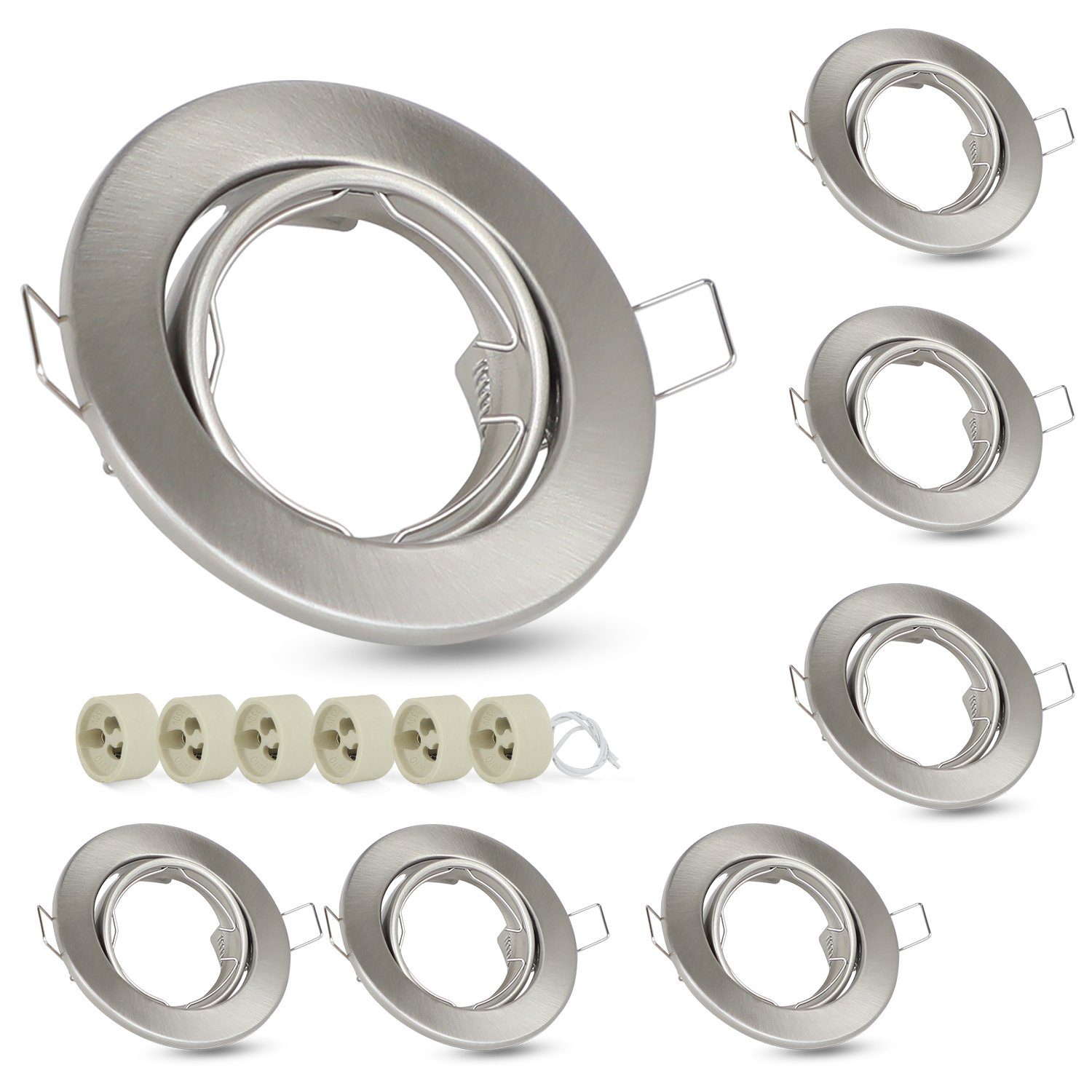 NETTLIFE-setti 6 upotettavaa kohdevaloa GU10-kanta 230 V kehysvalo 50 mm alumiini 30° säädettävä kohdevalo LED-halogeenilampuille