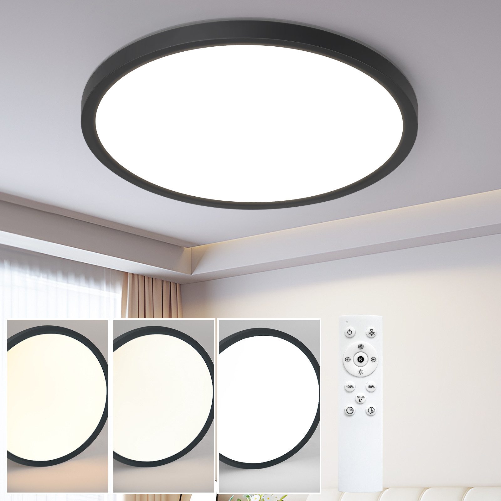 NETTLIFE LED - kylpyhuoneen kattovalaisin, litteä, 30 cm, 24 W, pyöreä, valkoinen, keittiön kattovalaisin