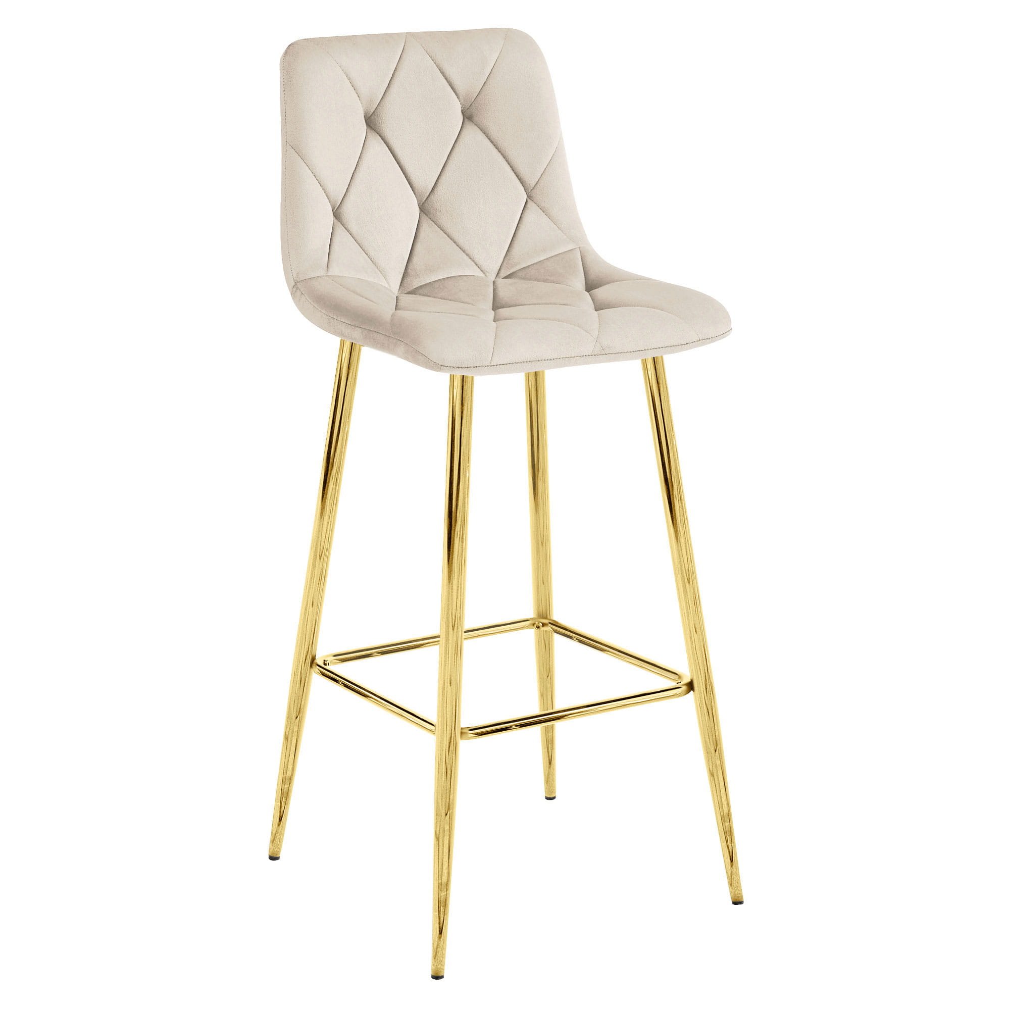 Baarituoli - Leobert - NADO - sametti beige/kullanväriset jalat - 43,5x49x102 cm - setti 3 kpl