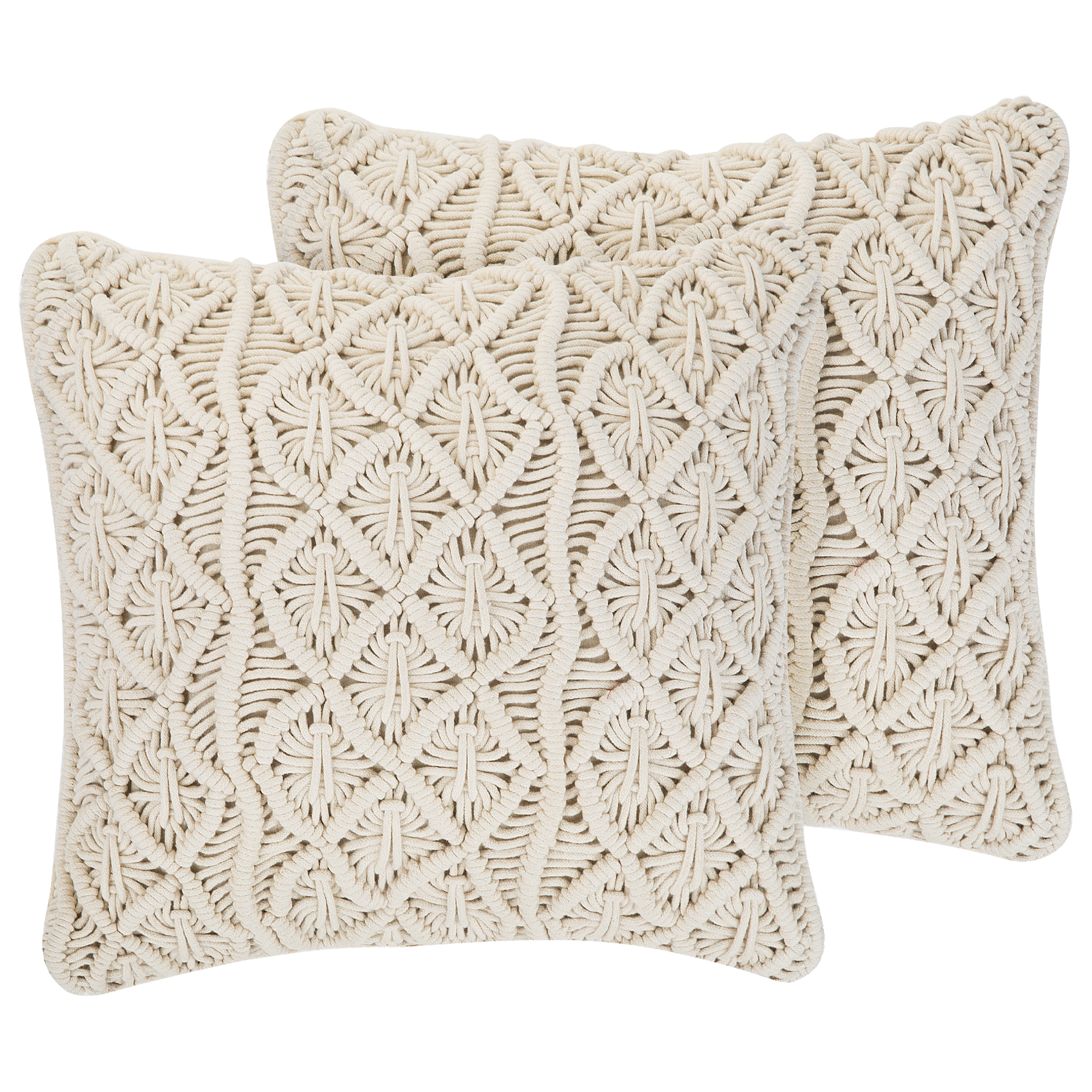 Koristetyynysetti 2 kpl GOREME puuvilla 45 x 45 cm Vaaleanbeige Geometrinen kuvio