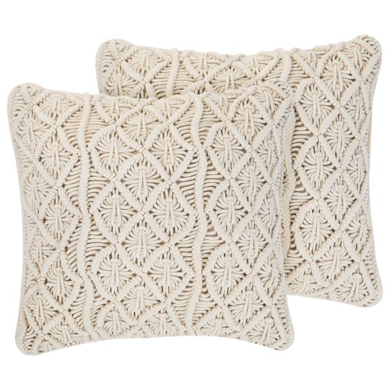 Koristetyynysetti 2 kpl GOREME puuvilla 45 x 45 cm Vaaleanbeige Geometrinen kuvio