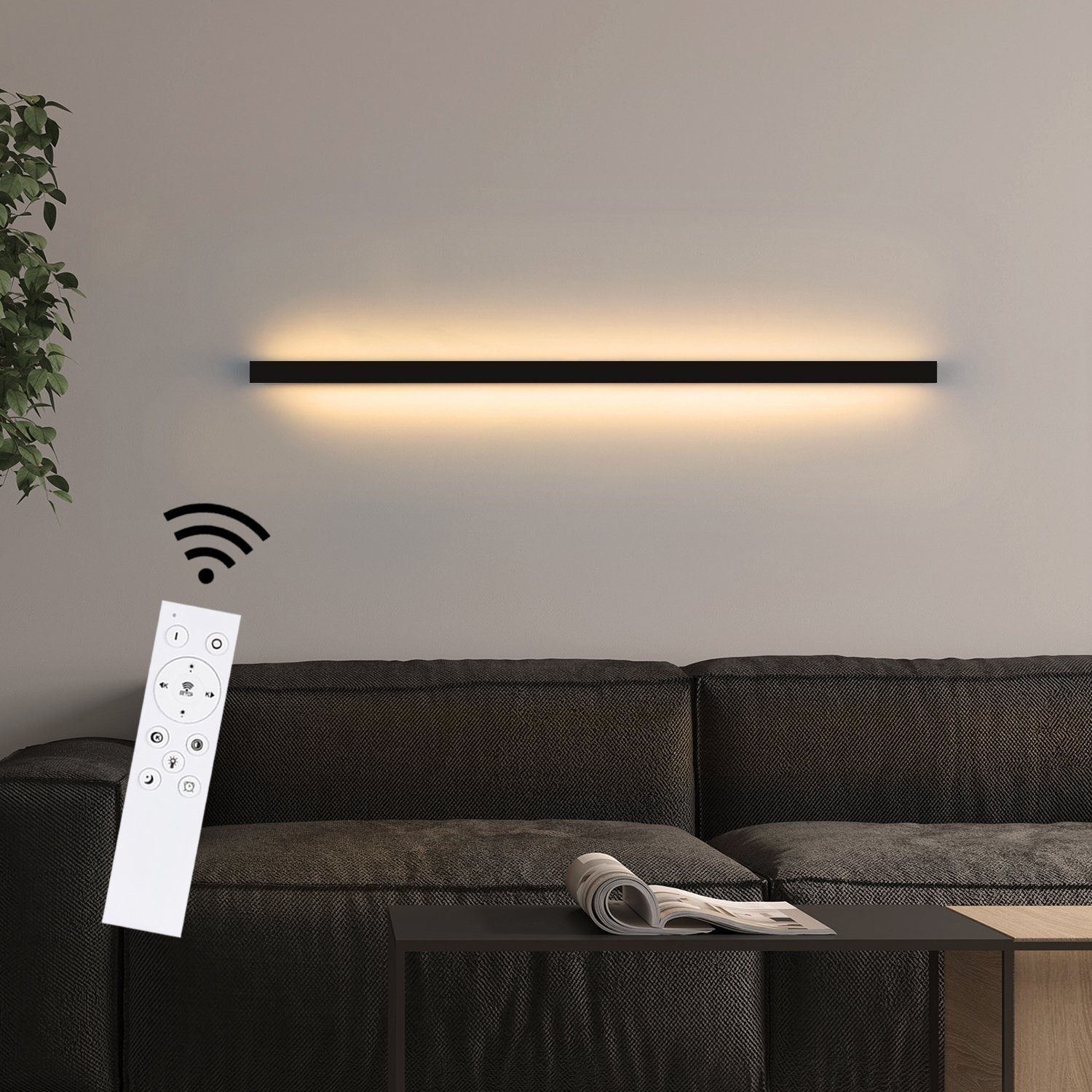 ZMH moderni 100 cm musta LED-seinävalaisin sisätiloihin, 15 W ylös- ja alaspäin suuntautuva valo käytävään
