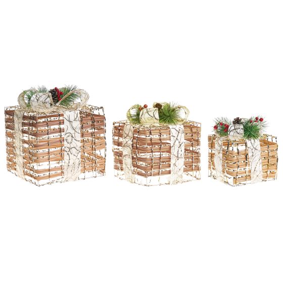 Joulukoristesetti 3 kpl LED-valo TISSO 20/25/30 cm Joululahja Ruskea